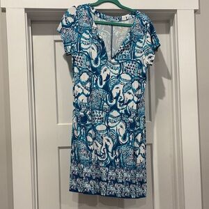 Lilly Pulitzer Teal and Cream Patterned Fabric